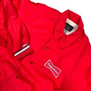 Vintage Budweiser Anheuser Bush A & Eagle Mens Red Windbreaker Jacket Sz M Rare!
